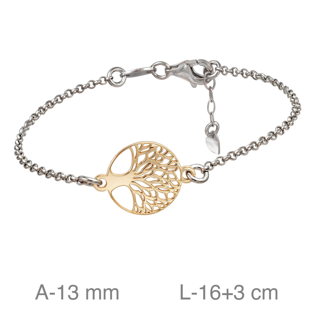 PULSERA PLATA BICOLOR ARBOL VIDA