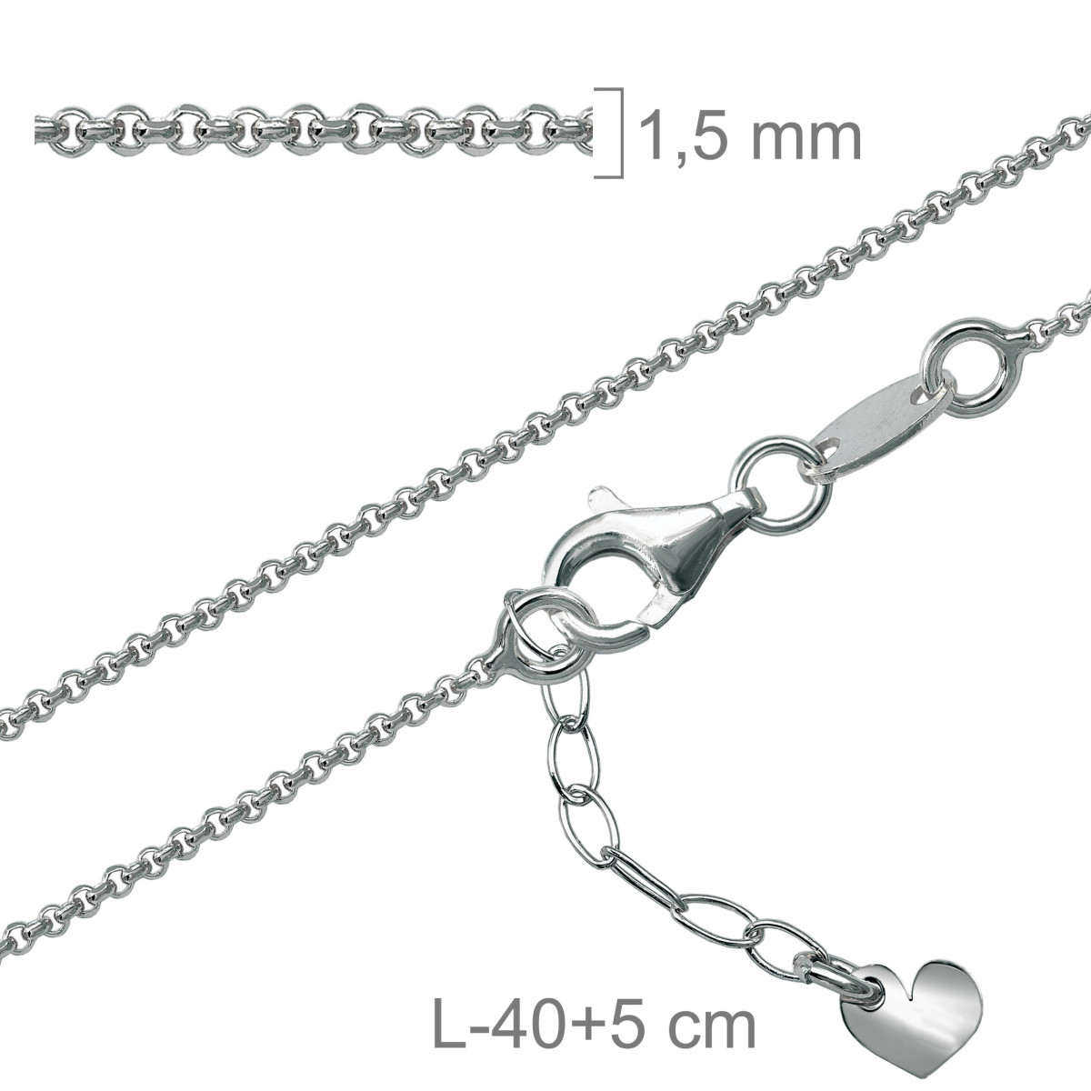 CADENA PLATA ROLO 40+5 CM