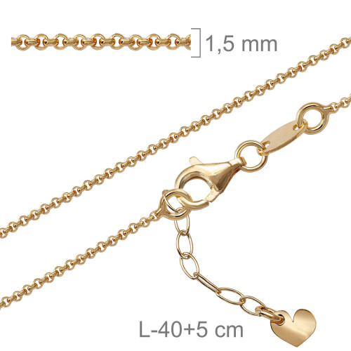 CADENA PLATA B.ORO ROLO 40+5 CM