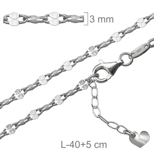 CADENA PLATA ESTAMPADA 40+5 CM