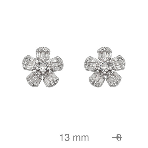 PENDIENTES PLATA FLOR CIRCONITAS