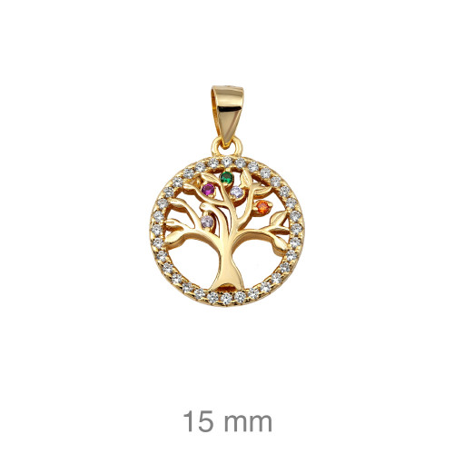 COLGANTE PLATA B.ORO+e ARBOL VIDA ZTAS COLOR