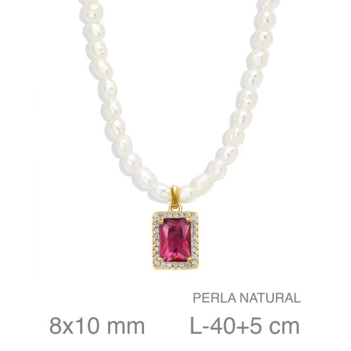 GARGANTILLA PLATA B.ORO+e PERLAS RUBI