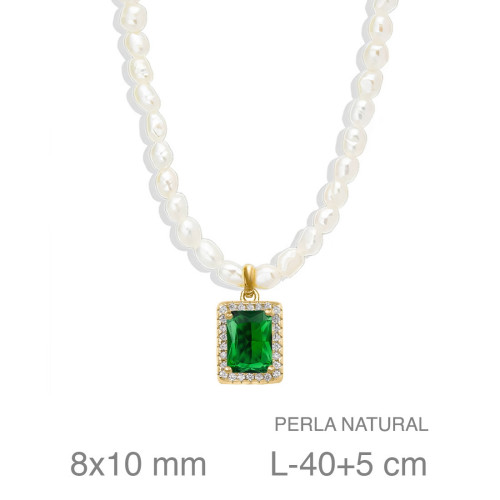 GARGANTILLA PLATA B.ORO+e PERLAS ESMERALDA