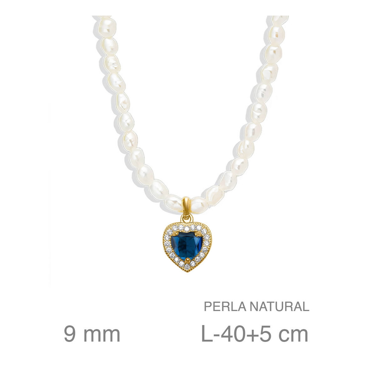 GARGANTILLA PLATA B.ORO+e PERLAS CORAZON ZAFIRO