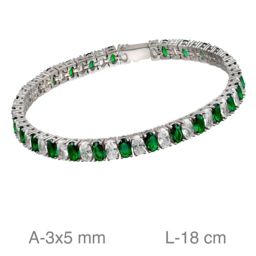 PULSERA PLATA RIVIERE ZTA VERDE BLANCA