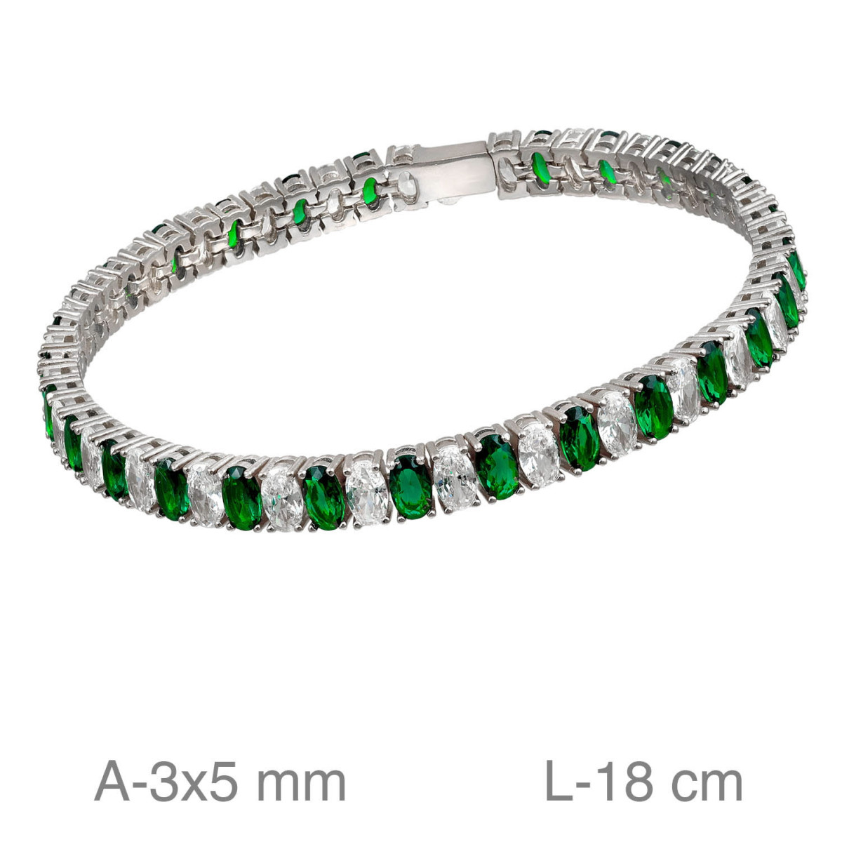 PULSERA PLATA RIVIERE ZTA VERDE BLANCA
