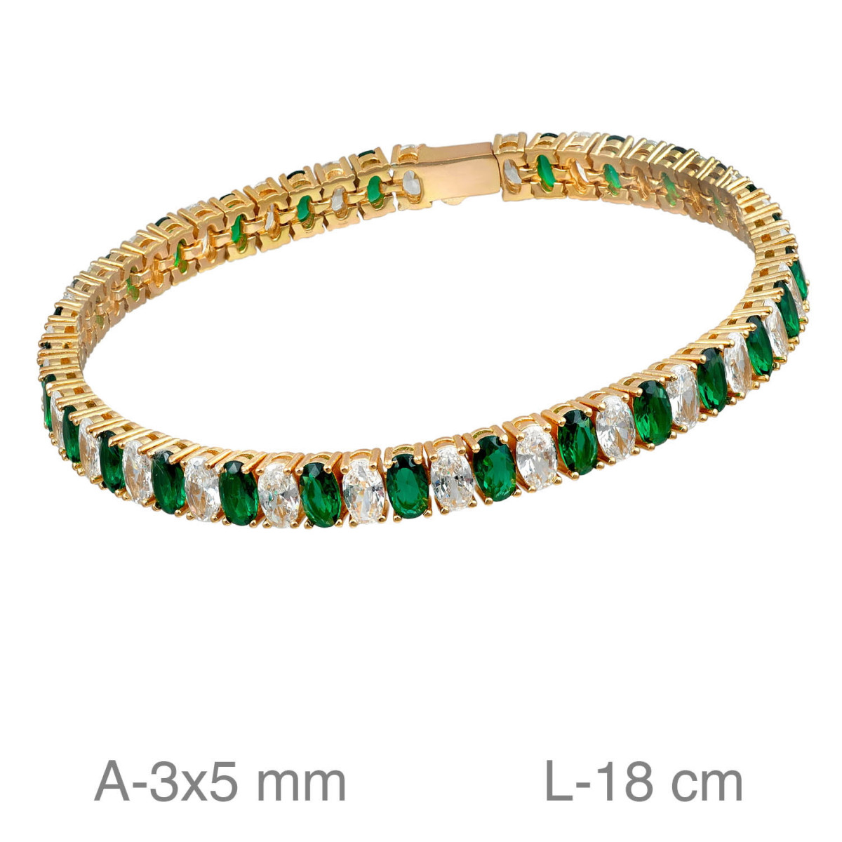 PULSERA PLATA B.ORO RIVIERE ZTA VERDE BLANCA