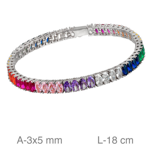 PULSERA PLATA RIVIERE CIRCONITAS COLOR