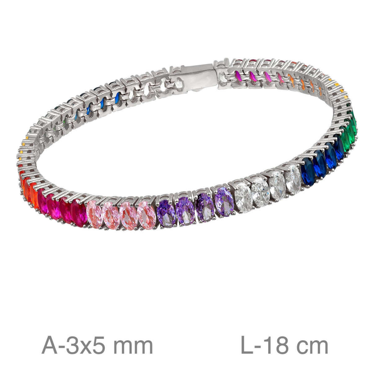 PULSERA PLATA RIVIERE CIRCONITAS COLOR