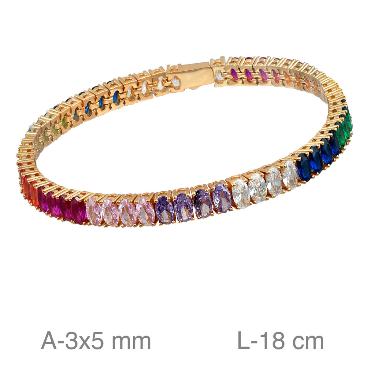 PULSERA PLATA B.ORO RIVIERE ZTAS COLOR