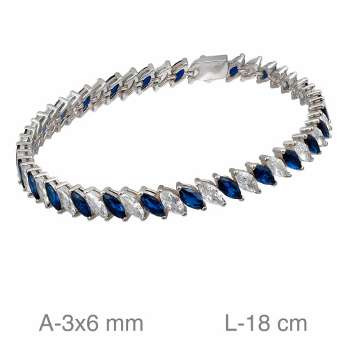 PULSERA PLATA RIVIERE ZTAS AZUL BLANCAS
