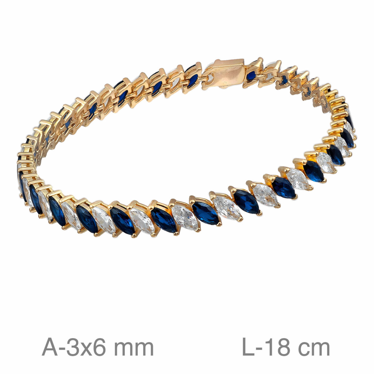PULSERA PLATA B.ORO RIVIERE ZTA AZUL BLANCA
