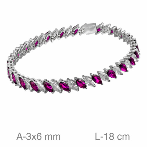 PULSERA PLATA RIVIERE ZTAS ROJAS BLANCAS