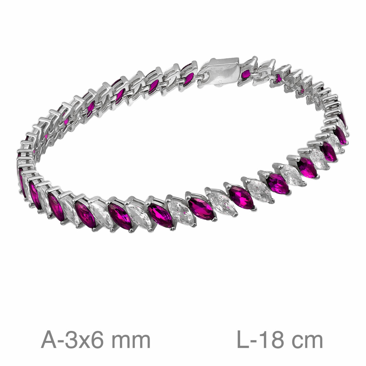 PULSERA PLATA RIVIERE ZTAS ROJAS BLANCAS