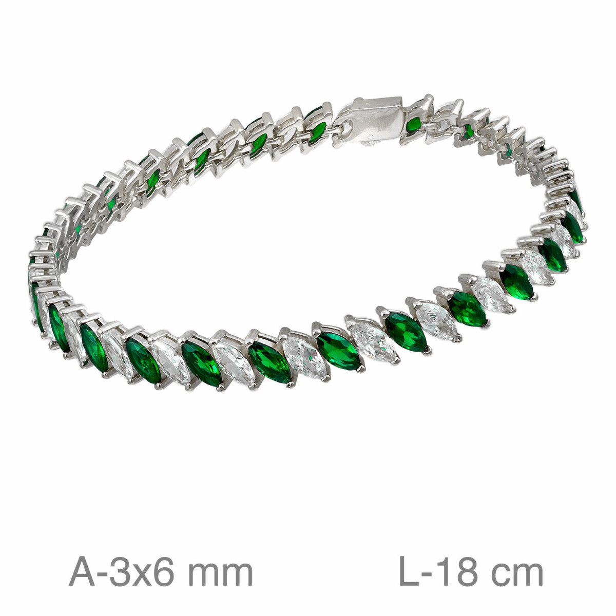 PULSERA PLATA RIVIERE ZTAS VERDES BLANCAS