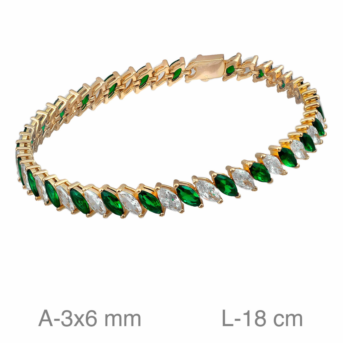 PULSERA PLATA B.ORO RIVIERE ZTA VERDE BLANCA