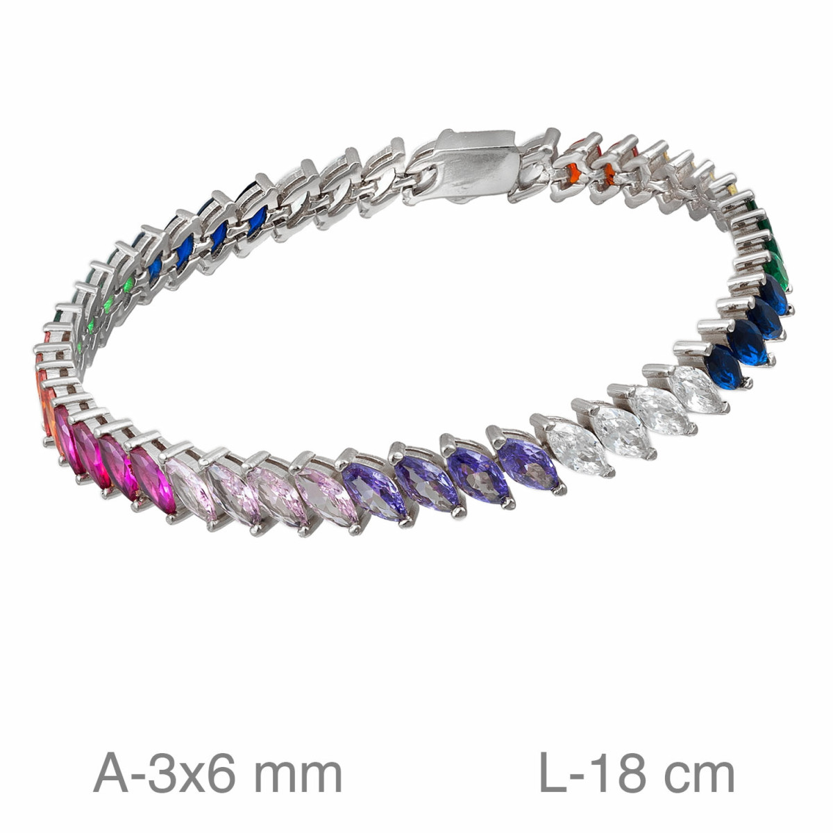 PULSERA PLATA RIVIERE CIRCONITAS COLOR