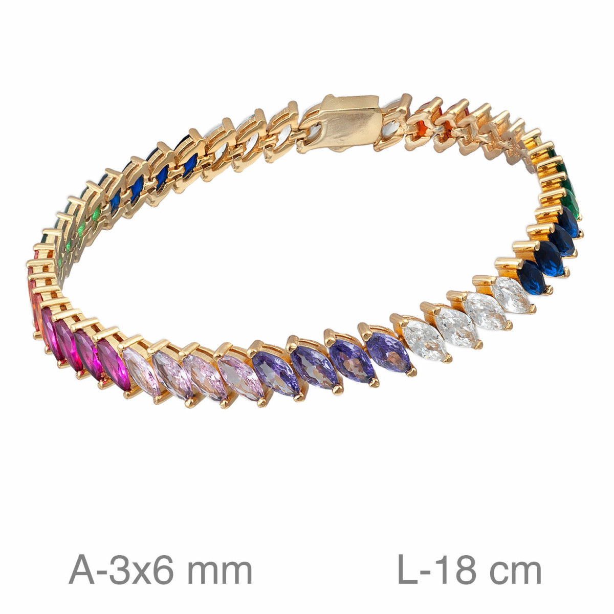 PULSERA PLATA B.ORO RIVIERE ZTAS COLOR