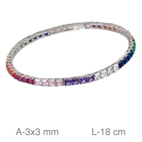 PULSERA PLATA RIVIERE CIRCONITAS COLOR