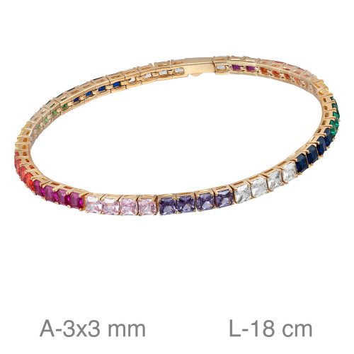 PULSERA PLATA B.ORO RIVIERE ZTAS COLOR