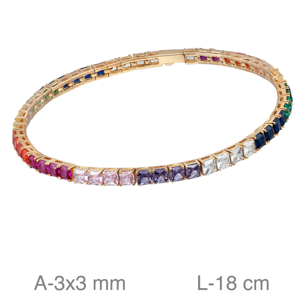 PULSERA PLATA B.ORO RIVIERE ZTAS COLOR