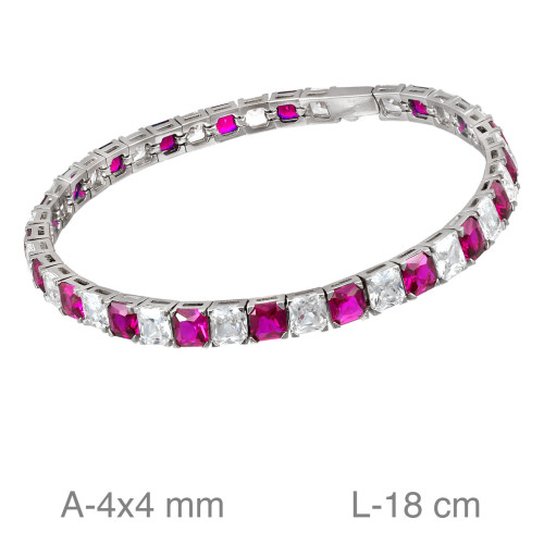 PULSERA PLATA RIVIERE ZTAS ROJAS BLANCAS