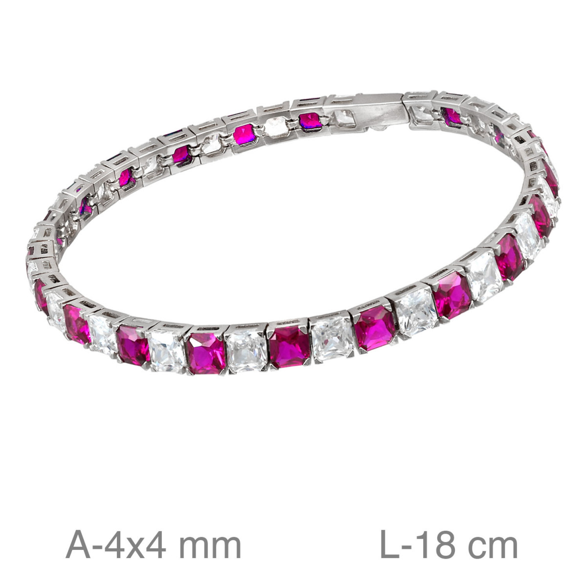 PULSERA PLATA RIVIERE ZTAS ROJAS BLANCAS