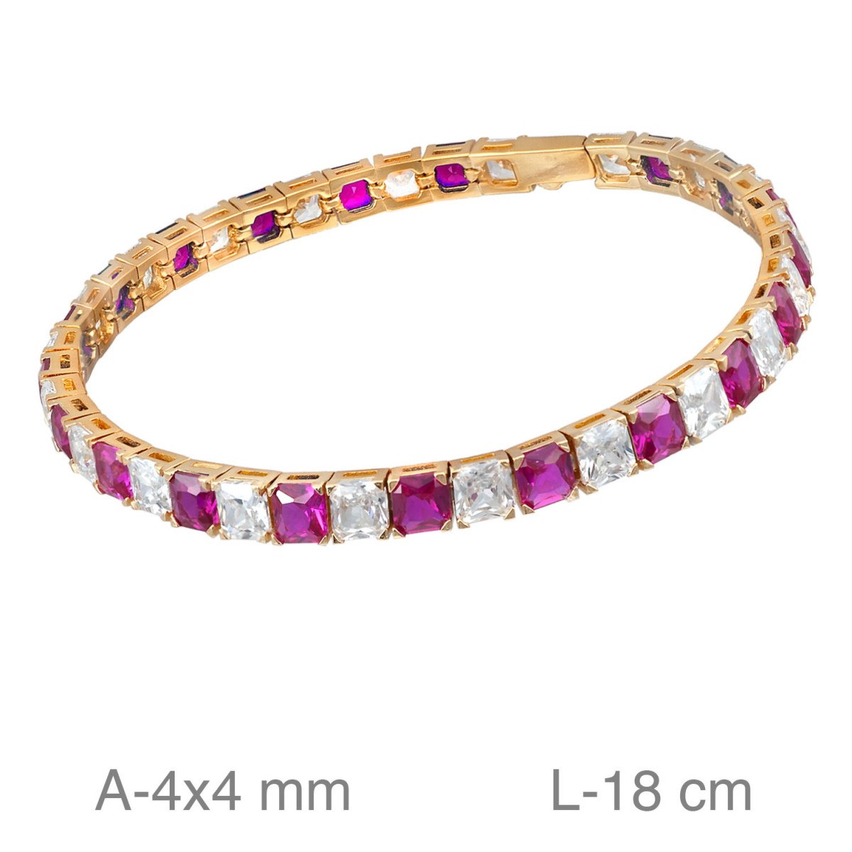 PULSERA PLATA B.ORO RIVIERE ZTA ROJA BLANCA