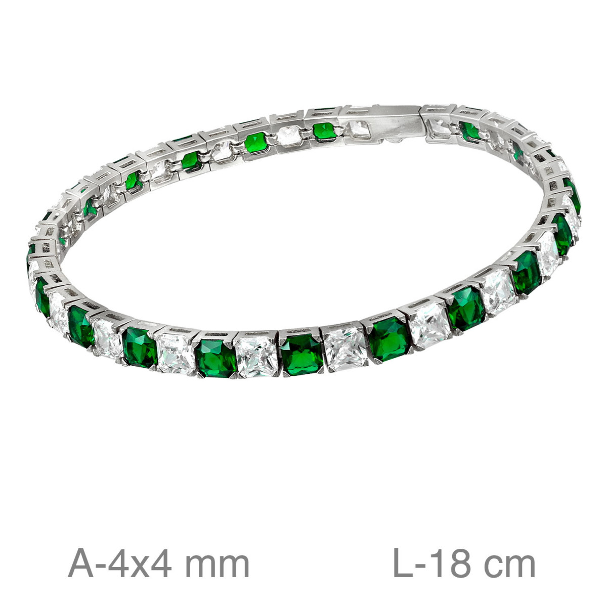 PULSERA PLATA RIVIERE ZTAS VERDES BLANCAS