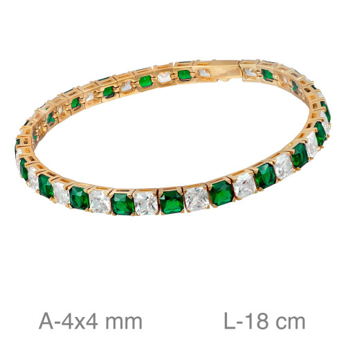 PULSERA PLATA B.ORO RIVIERE ZTA VERDE BLANCA
