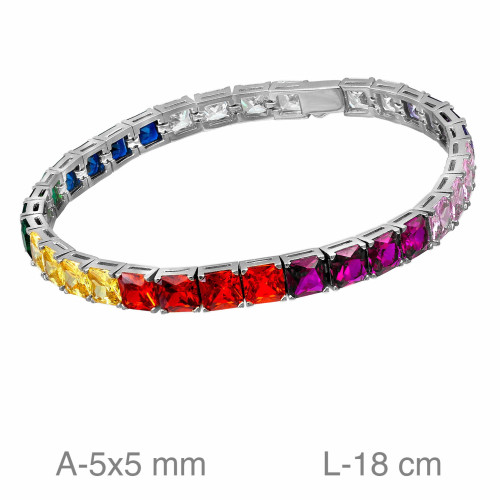 PULSERA PLATA RIVIERE CIRCONITAS COLOR