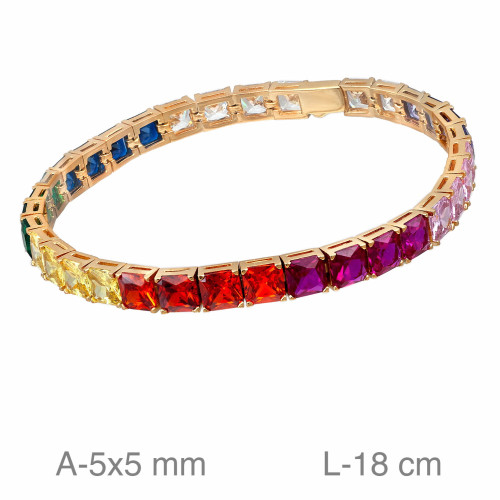 PULSERA PLATA B.ORO RIVIERE ZTAS COLOR