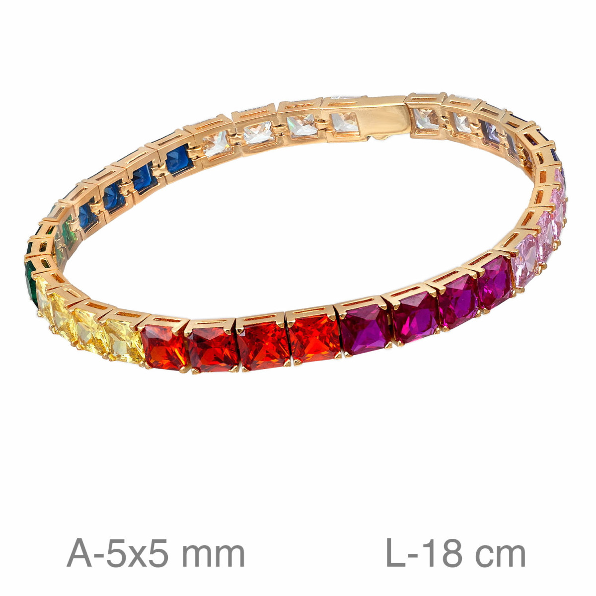 PULSERA PLATA B.ORO RIVIERE ZTAS COLOR