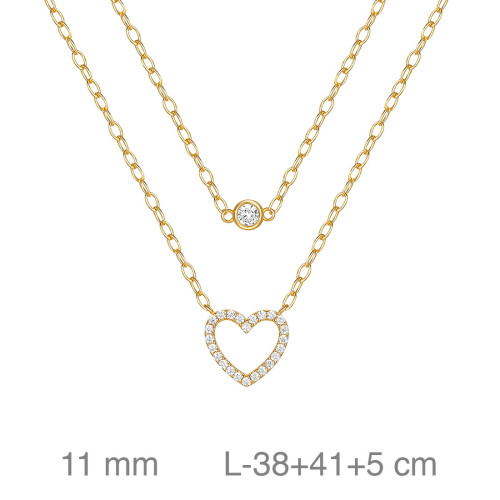 GARGANTILLA PLATA B.ORO+e CORAZON ZTAS DOBLE