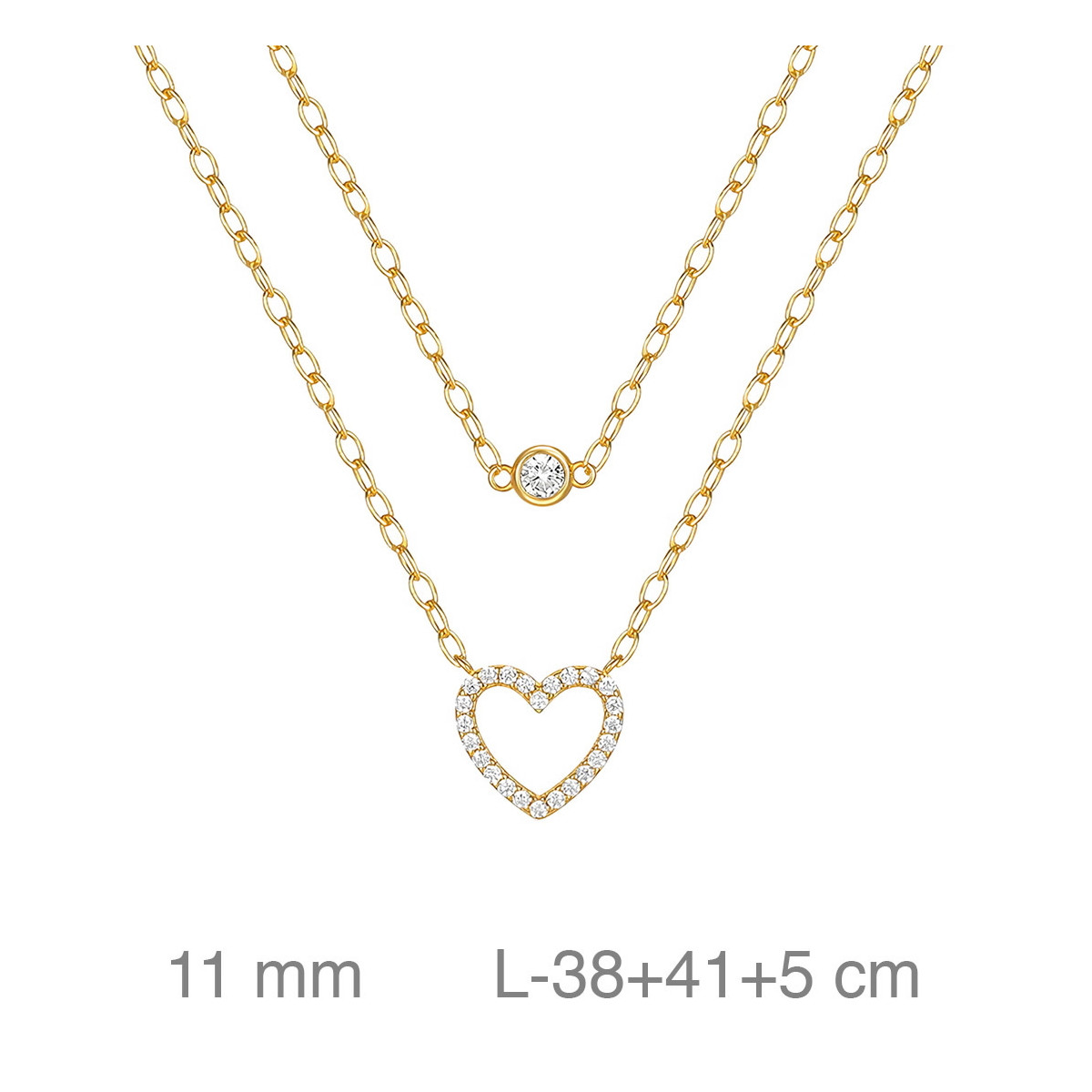 GARGANTILLA PLATA B.ORO+e CORAZON ZTAS DOBLE