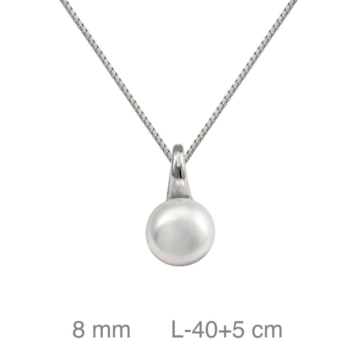 GARGANTILLA PLATA PERLA 8 MM