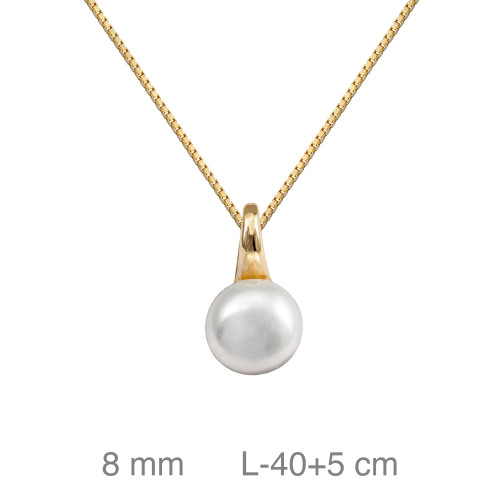 GARGANTILLA PLATA B.ORO PERLA 8 MM