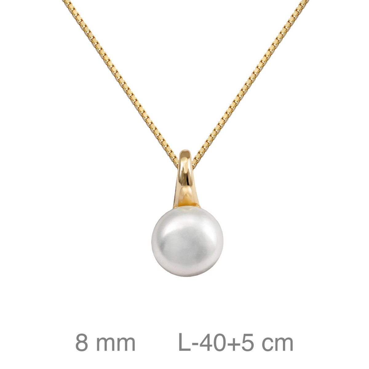 GARGANTILLA PLATA B.ORO PERLA 8 MM