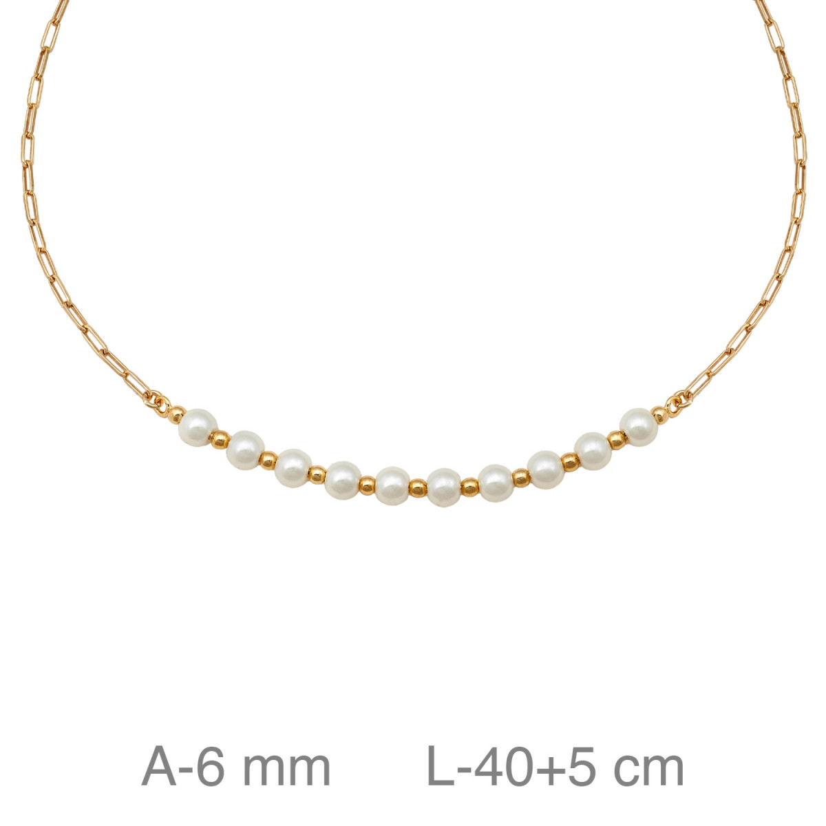 GARGANTILLA PLATA B.ORO PERLAS PAPERCLIP