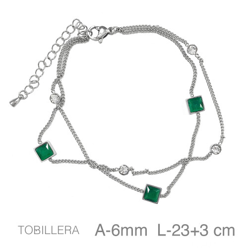 TOBILLERA ACERO DOBLE ZTAS VERDES