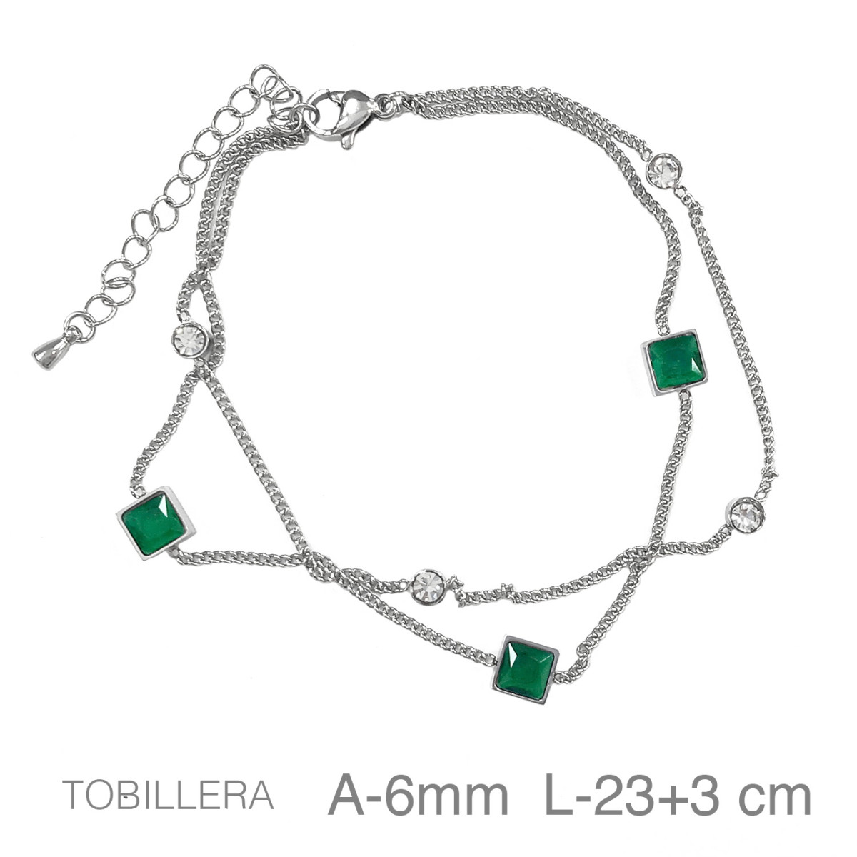 TOBILLERA ACERO DOBLE ZTAS VERDES