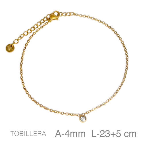 TOBILLERA ACERO B.ORO CHATON