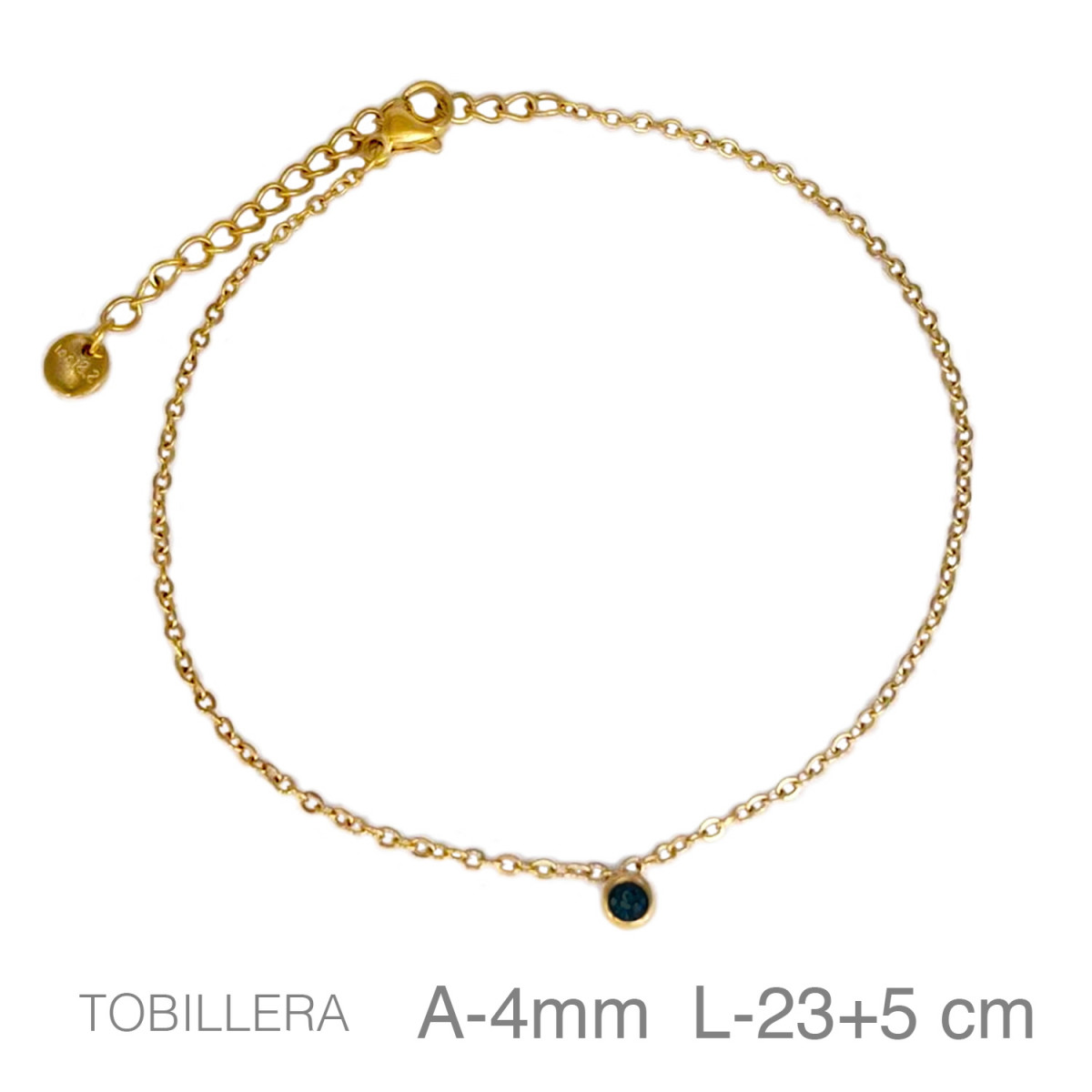 TOBILLERA ACERO B.ORO CHATON NEGRO