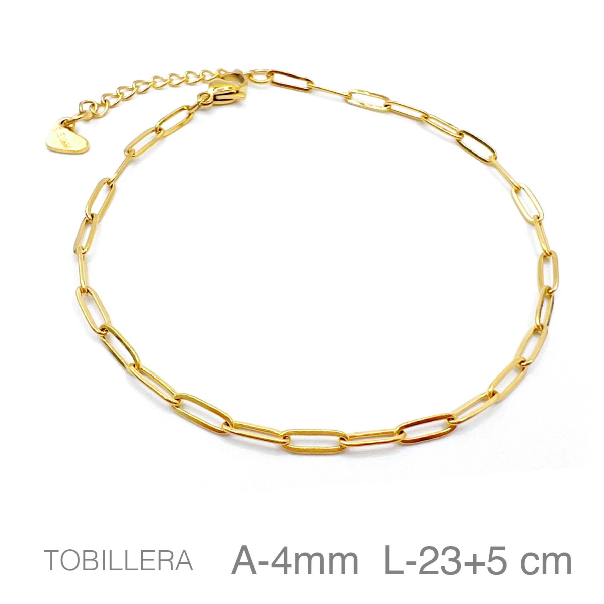 TOBILLERA ACERO B.ORO PAPERCLIP