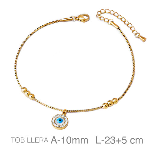 TOBILLERA ACERO B.ORO OJO TURCO ZTAS