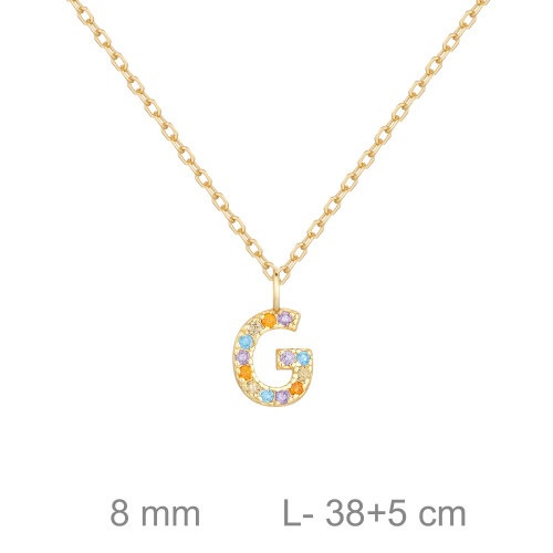 GARGANTILLA PLATA B.ORO LETRA G COLOR