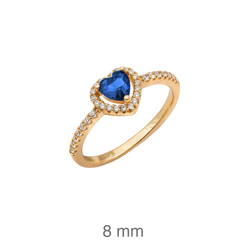 SORTIJA PLATA B.ORO+e CORAZON ZAFIRO ZTAS