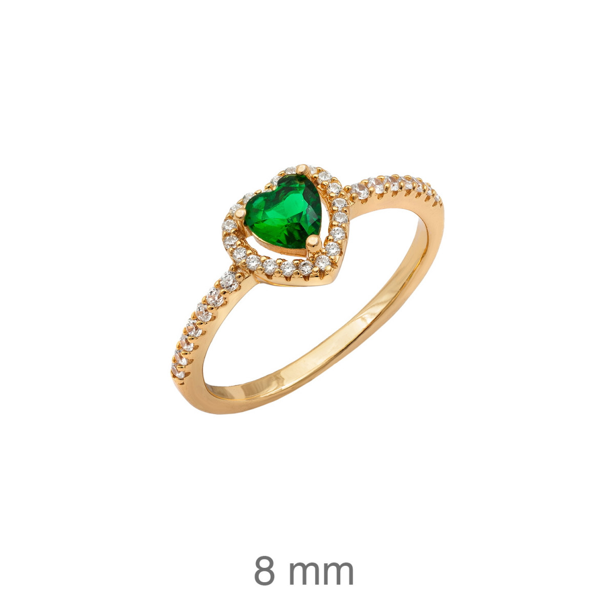 SORTIJA PLATA B.ORO+e CORAZON ESMERALDA