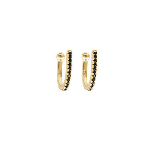 PENDIENTES PLATA B.ORO EAR CUFF ZTAS NEGRAS
